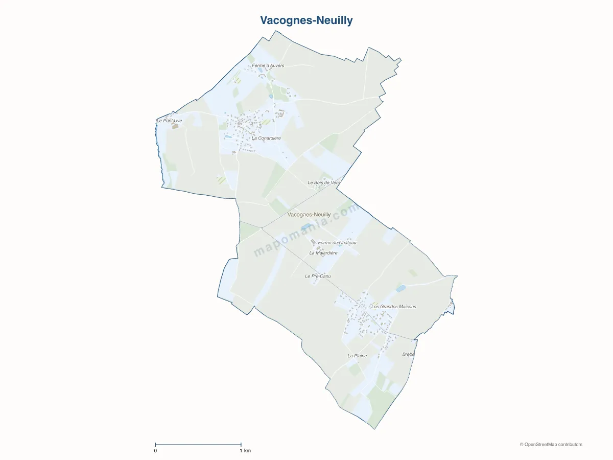 Carte de Vacognes-Neuilly à personnaliser