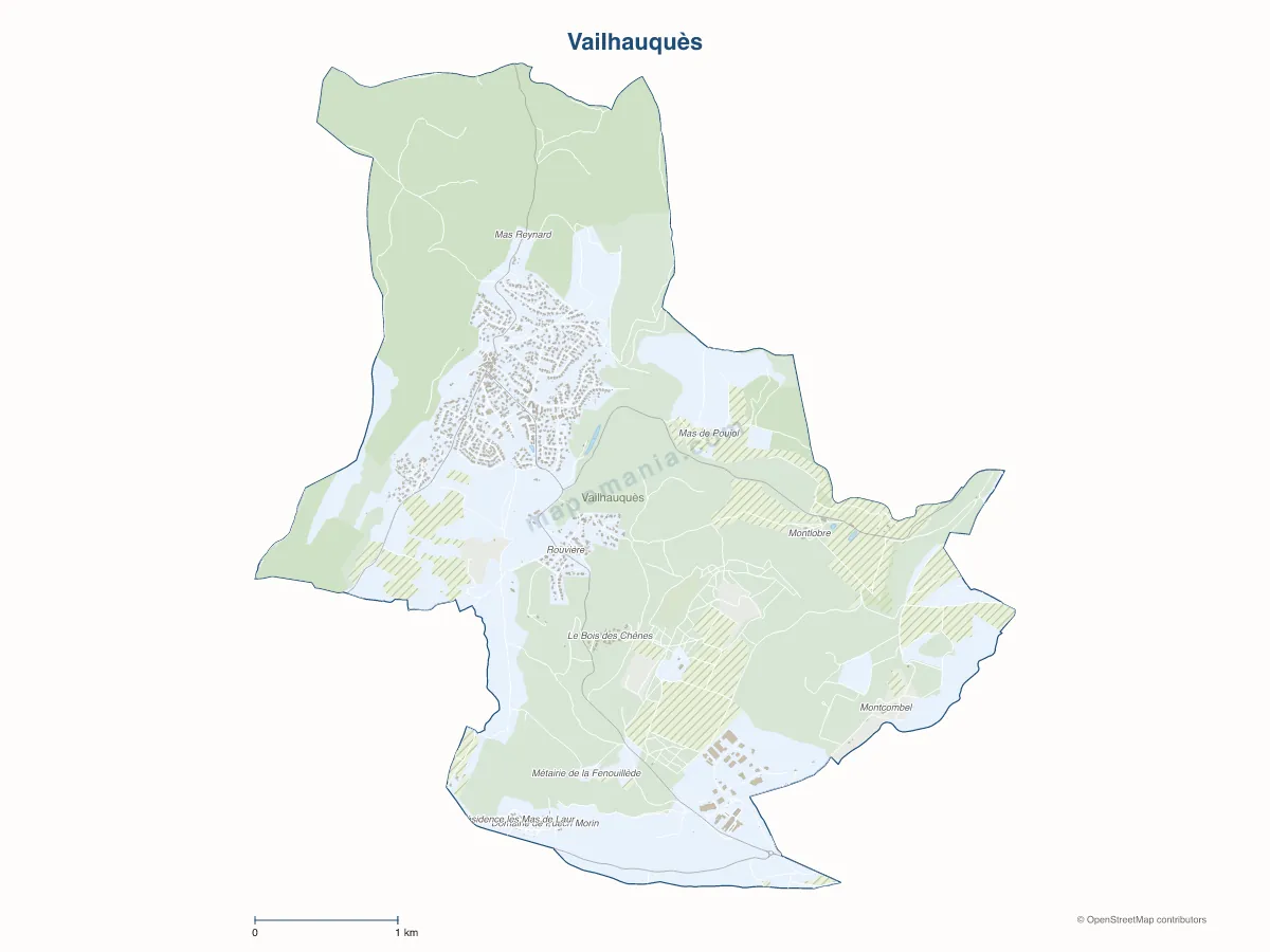 Carte de Vailhauquès à personnaliser