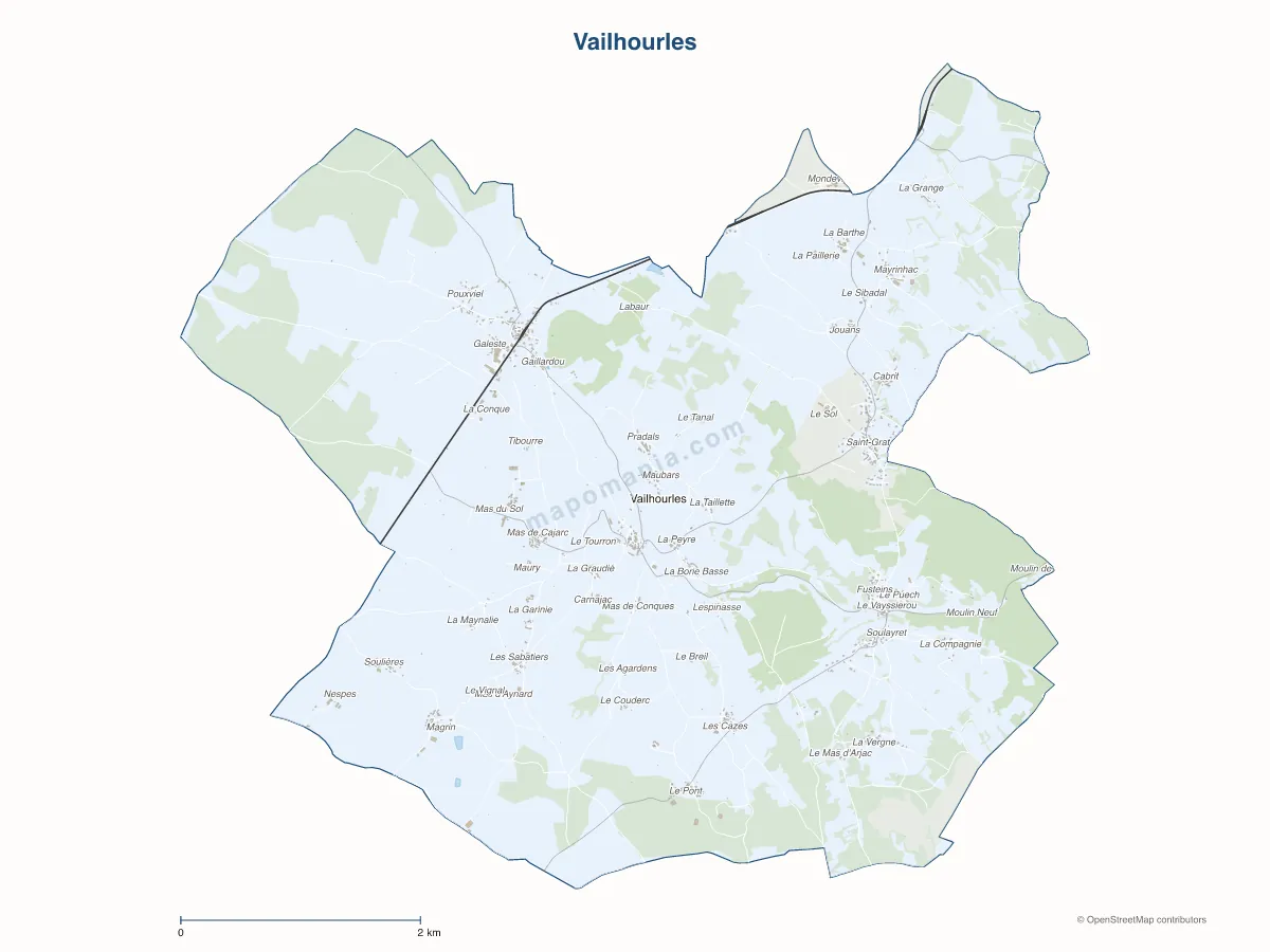 Carte de Vailhourles à personnaliser