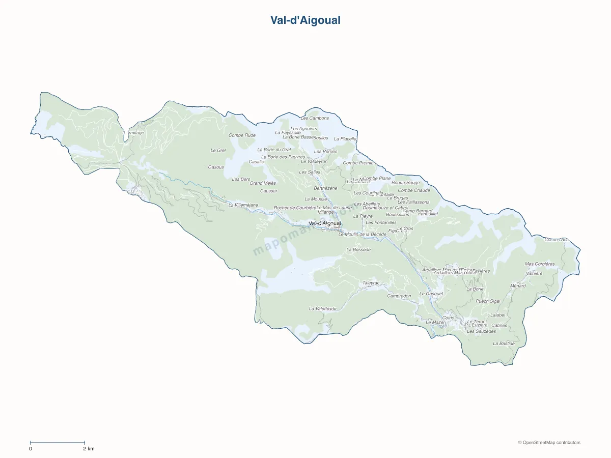 Carte de Val-d'Aigoual à personnaliser