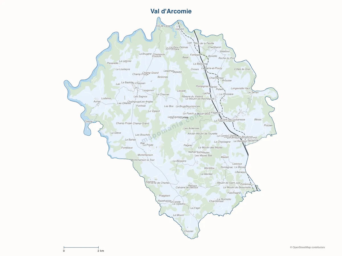 Carte de Val d'Arcomie à personnaliser