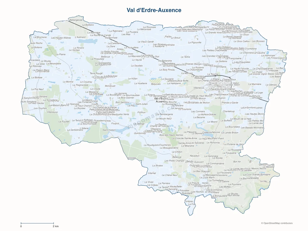 Carte de Val d'Erdre-Auxence à personnaliser
