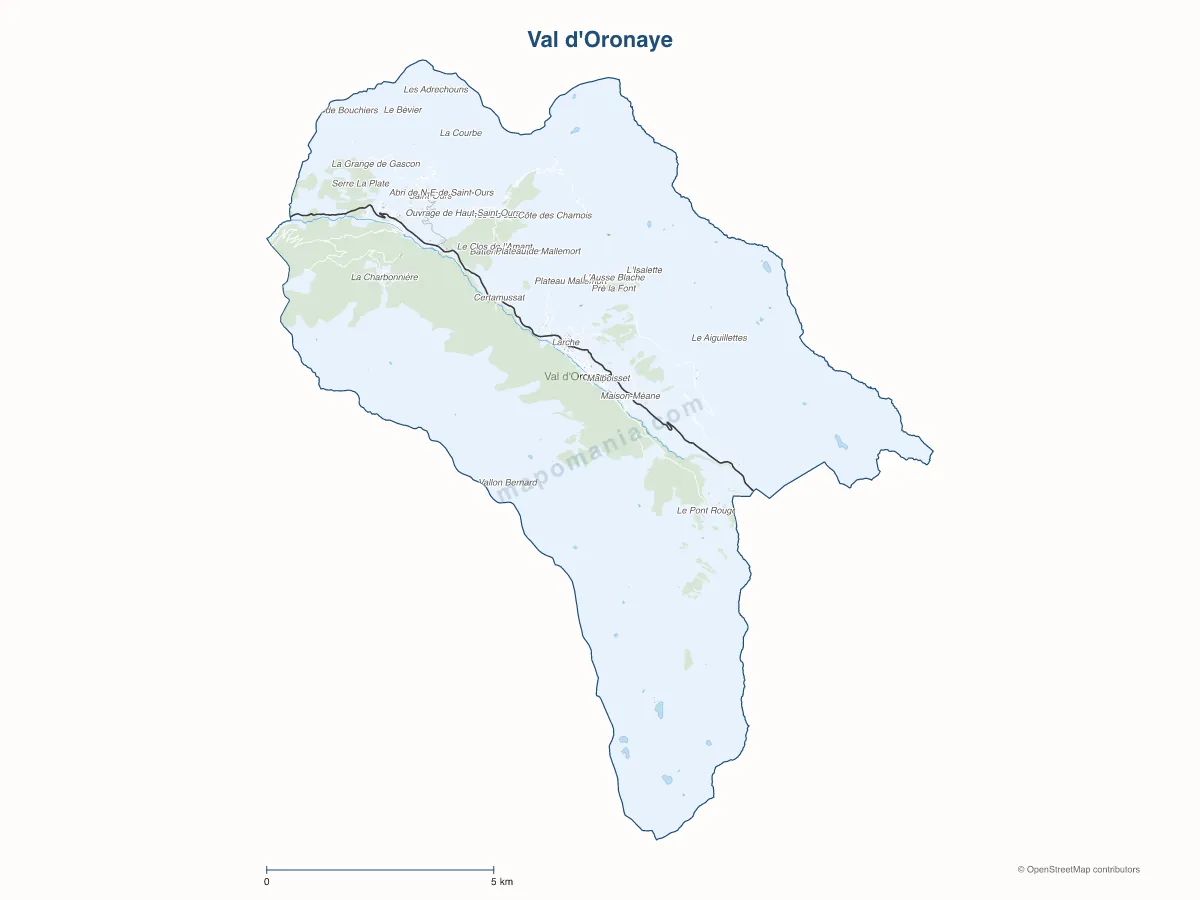 Carte de Val d'Oronaye à personnaliser