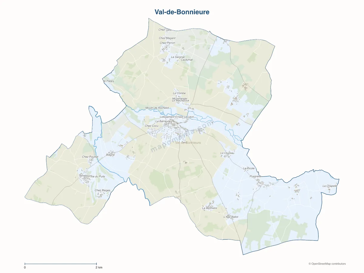 Carte de Val-de-Bonnieure à personnaliser