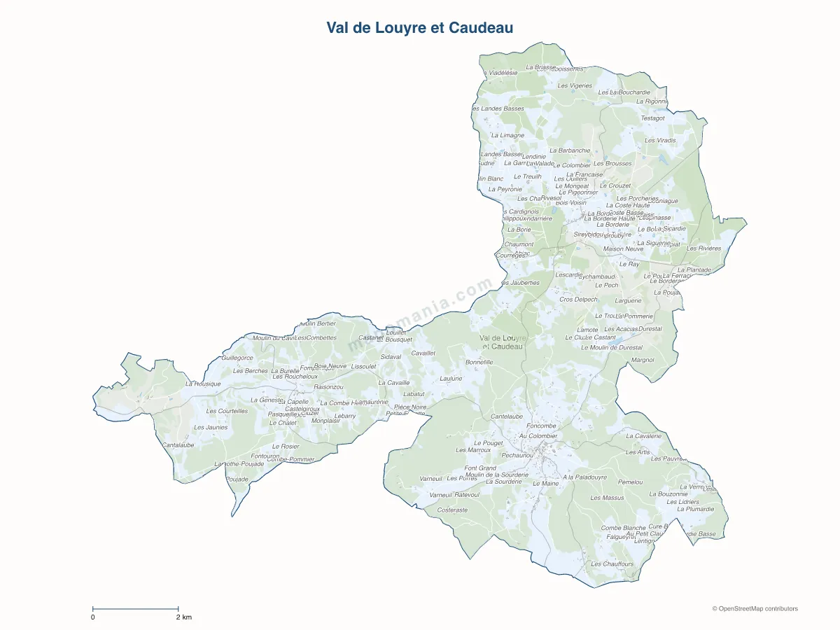 Carte de Val de Louyre et Caudeau à personnaliser
