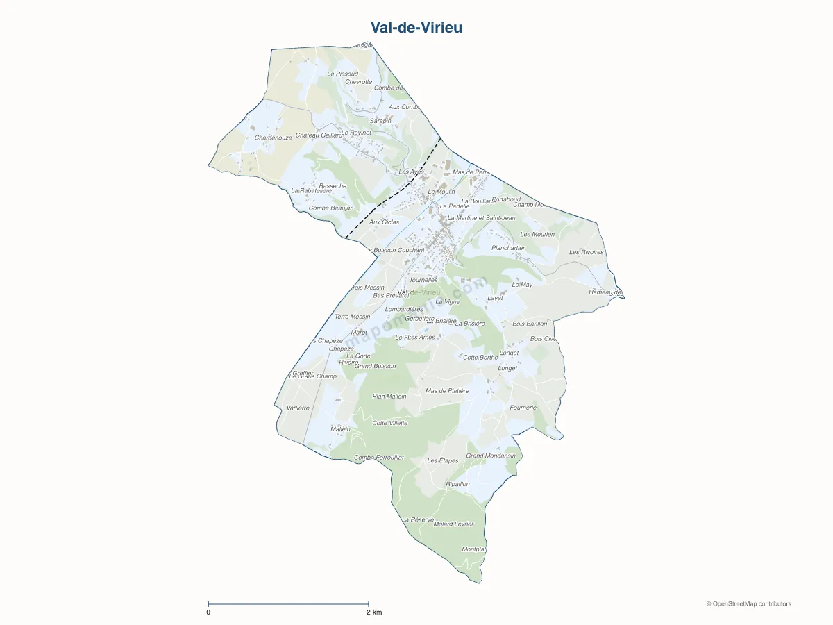 Carte de Val-de-Virieu à personnaliser