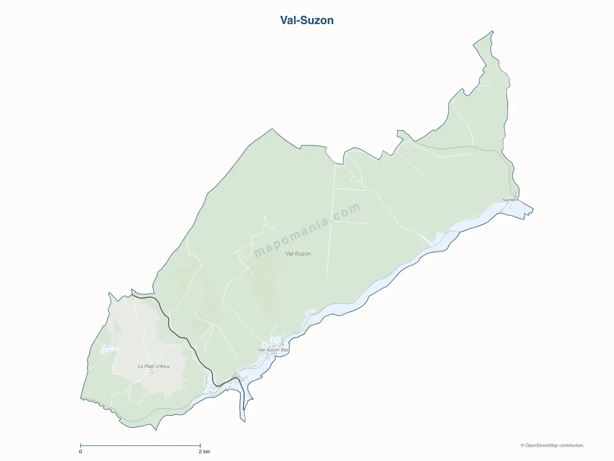Carte de Val-Suzon à personnaliser