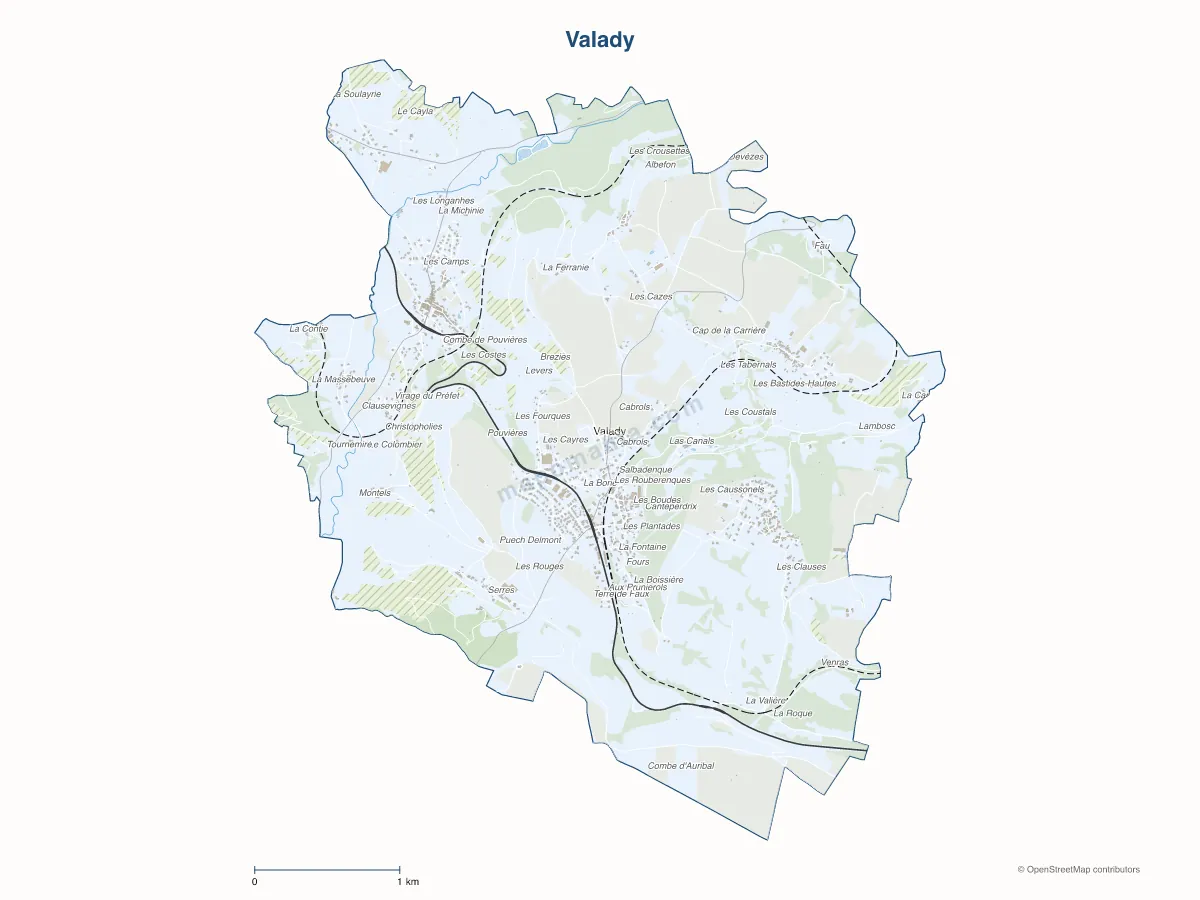 Carte de Valady à personnaliser