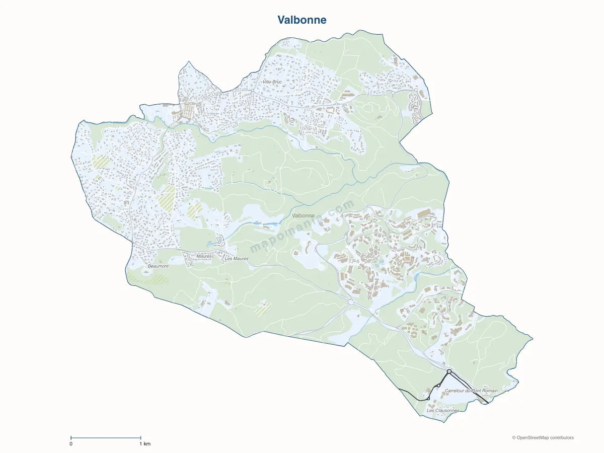 Carte de Valbonne à personnaliser