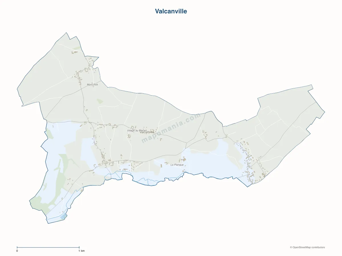 Carte de Valcanville à personnaliser
