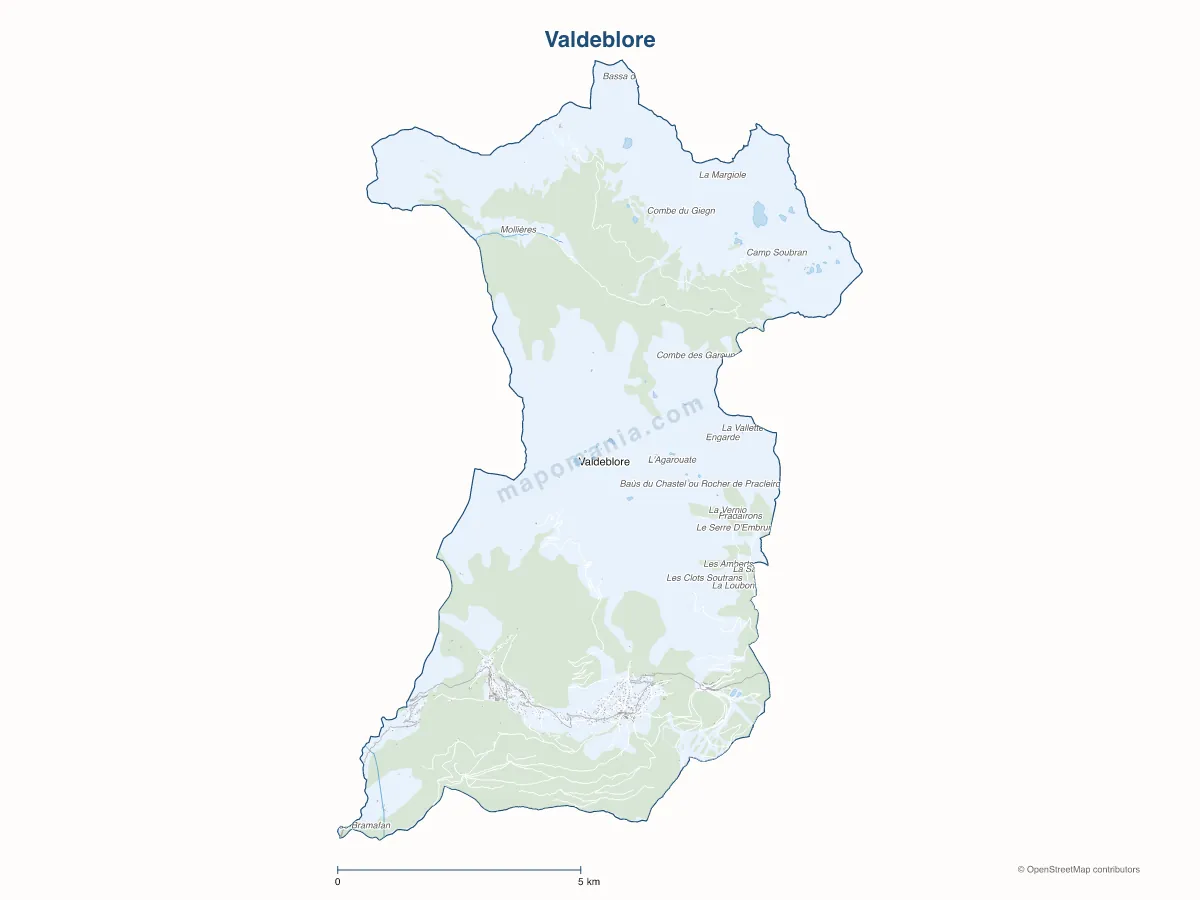Carte de Valdeblore à personnaliser