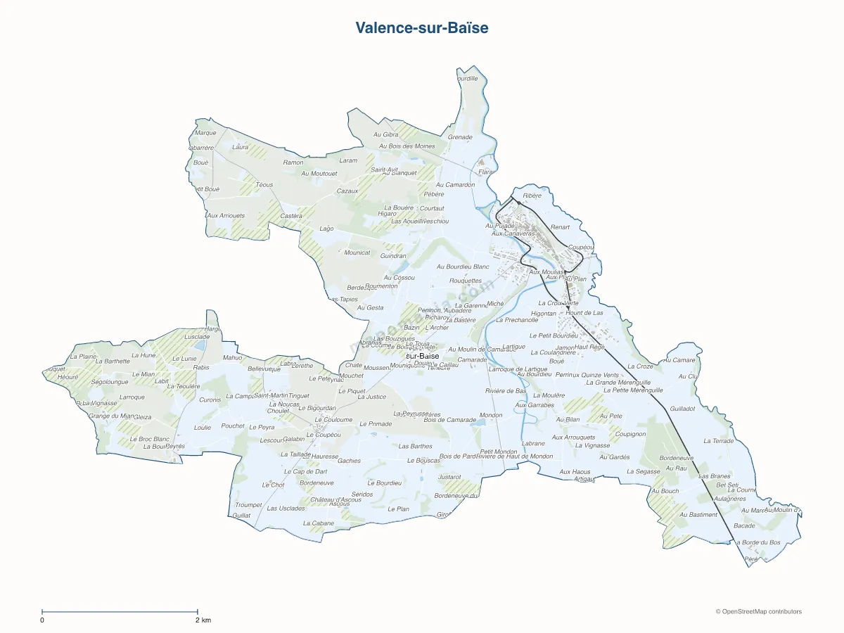 Carte de Valence-sur-Baïse à personnaliser