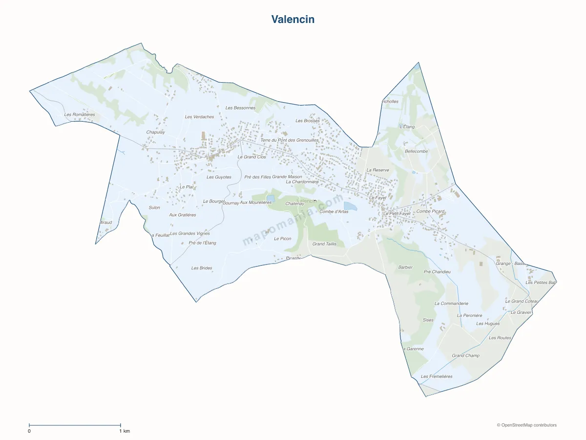 Carte de Valencin à personnaliser