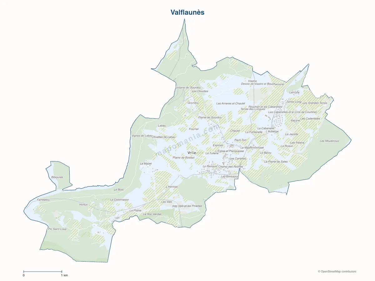 Carte de Valflaunès à personnaliser