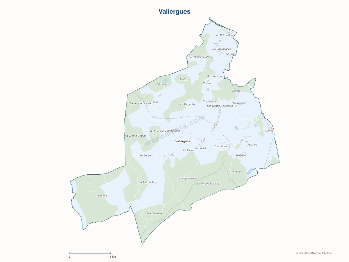Carte de Valiergues à personnaliser