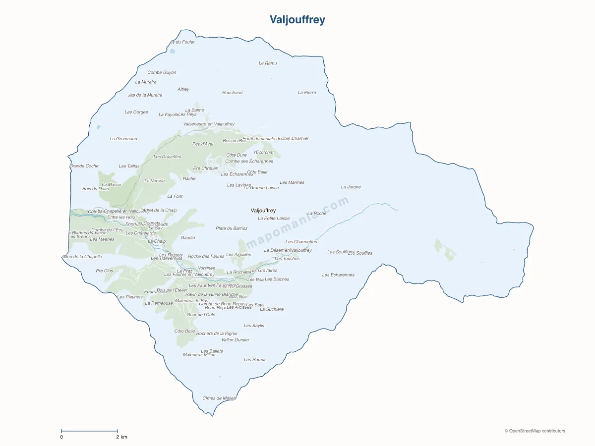 Carte de Valjouffrey à personnaliser