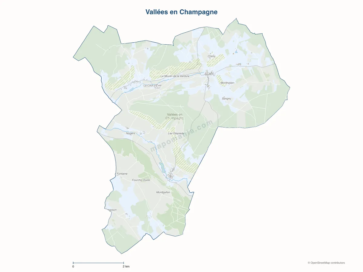 Carte de Vallées en Champagne à personnaliser