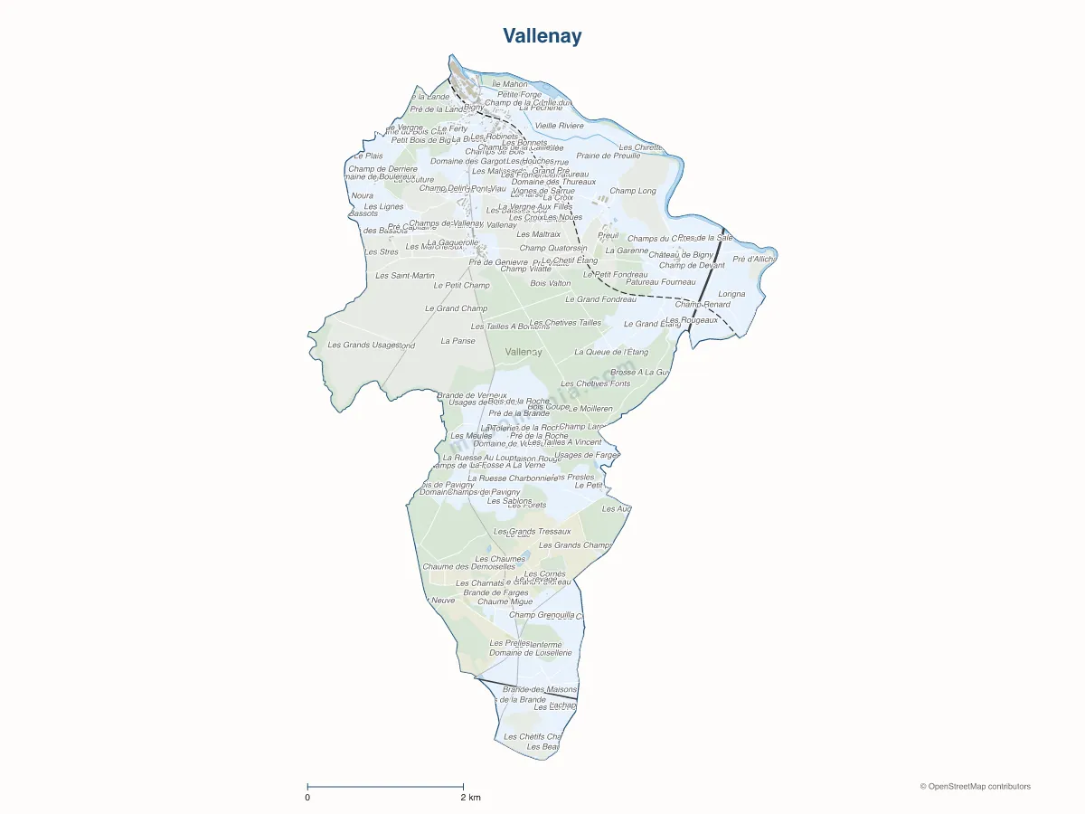 Carte de Vallenay à personnaliser