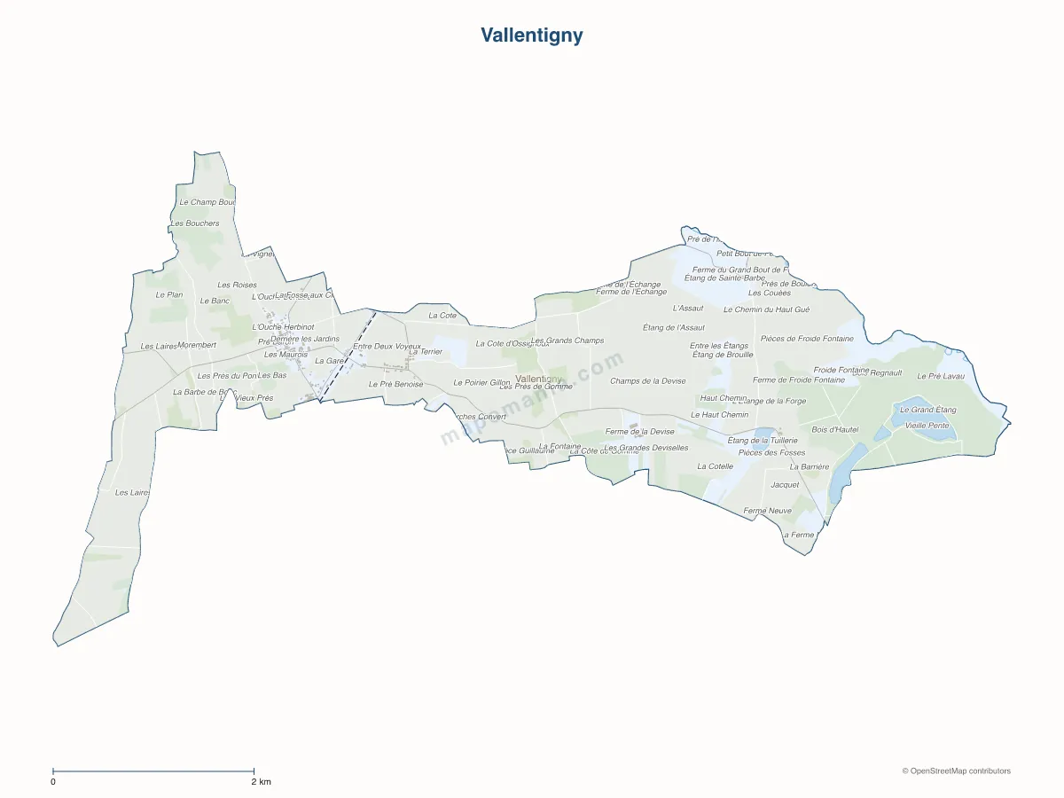 Carte de Vallentigny à personnaliser