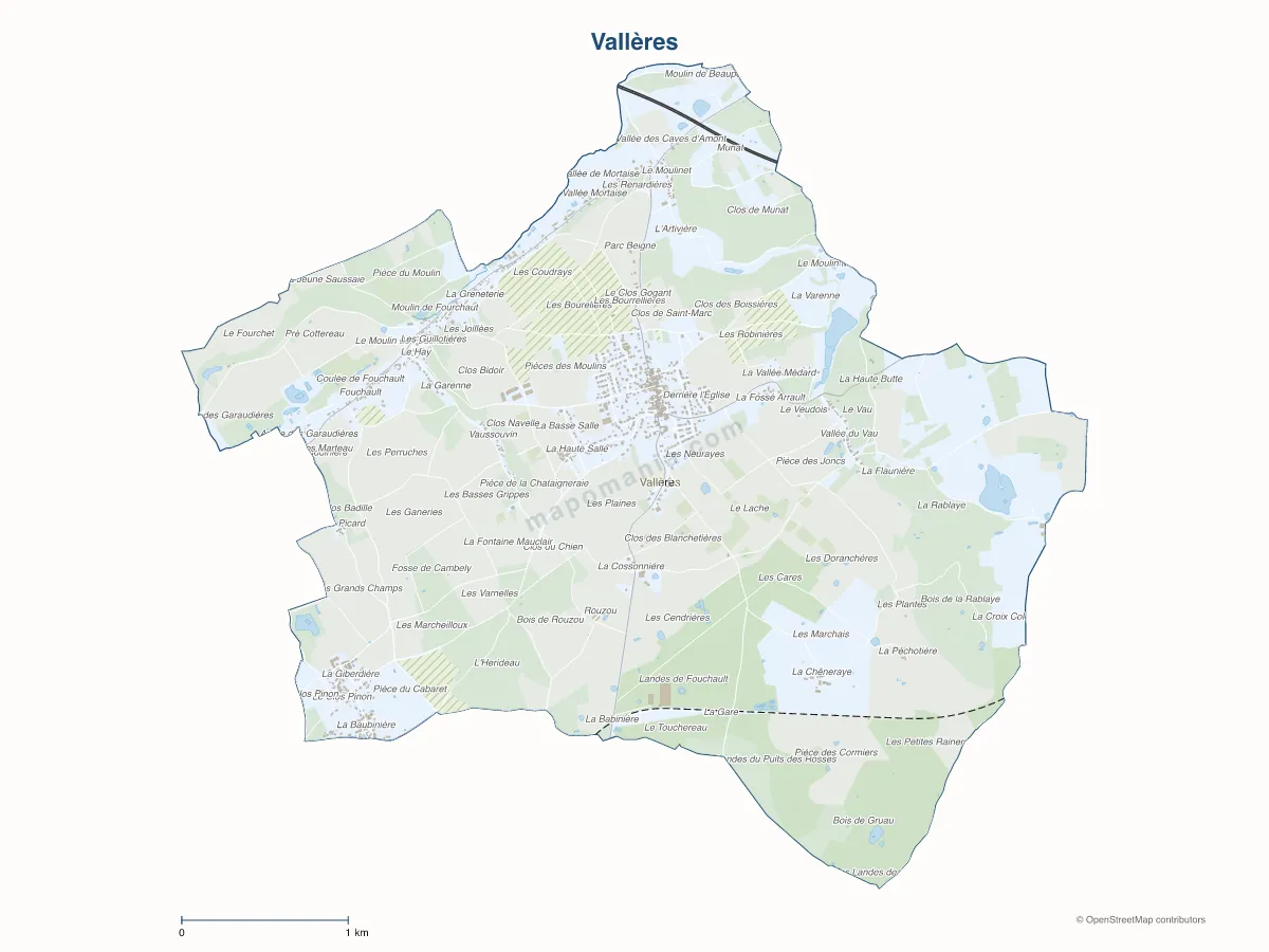 Carte de Vallères à personnaliser