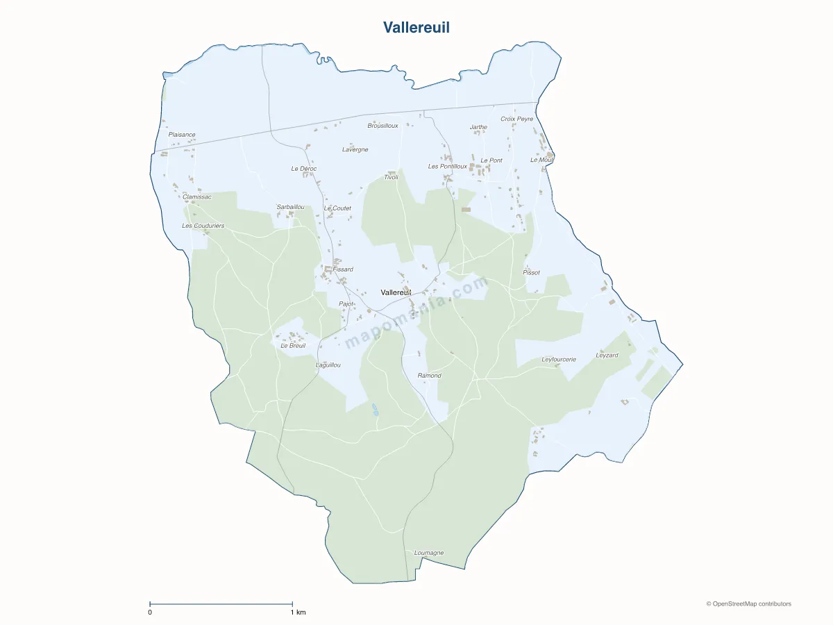 Carte de Vallereuil à personnaliser