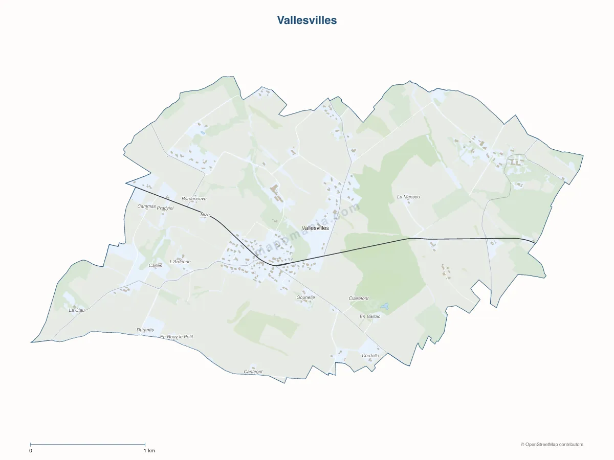 Carte de Vallesvilles à personnaliser