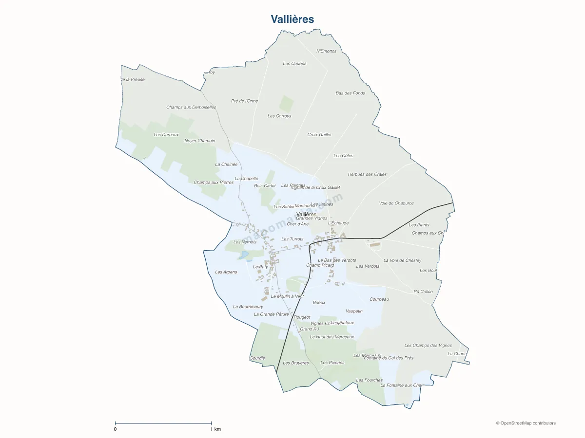Carte de Vallières à personnaliser