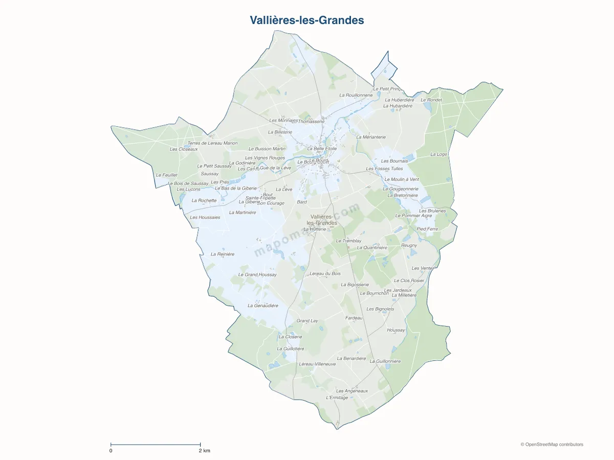 Carte de Vallières-les-Grandes à personnaliser