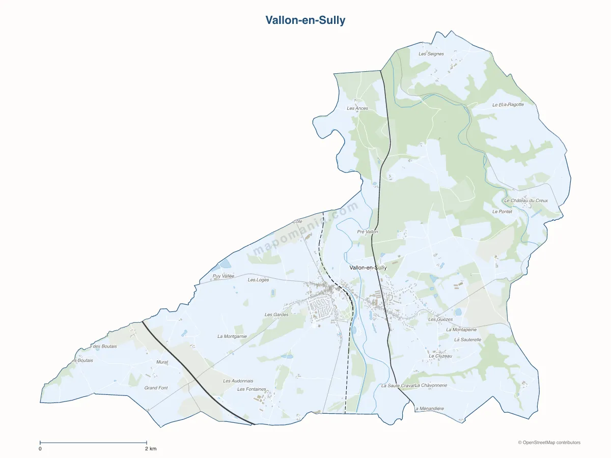 Carte de Vallon-en-Sully à personnaliser