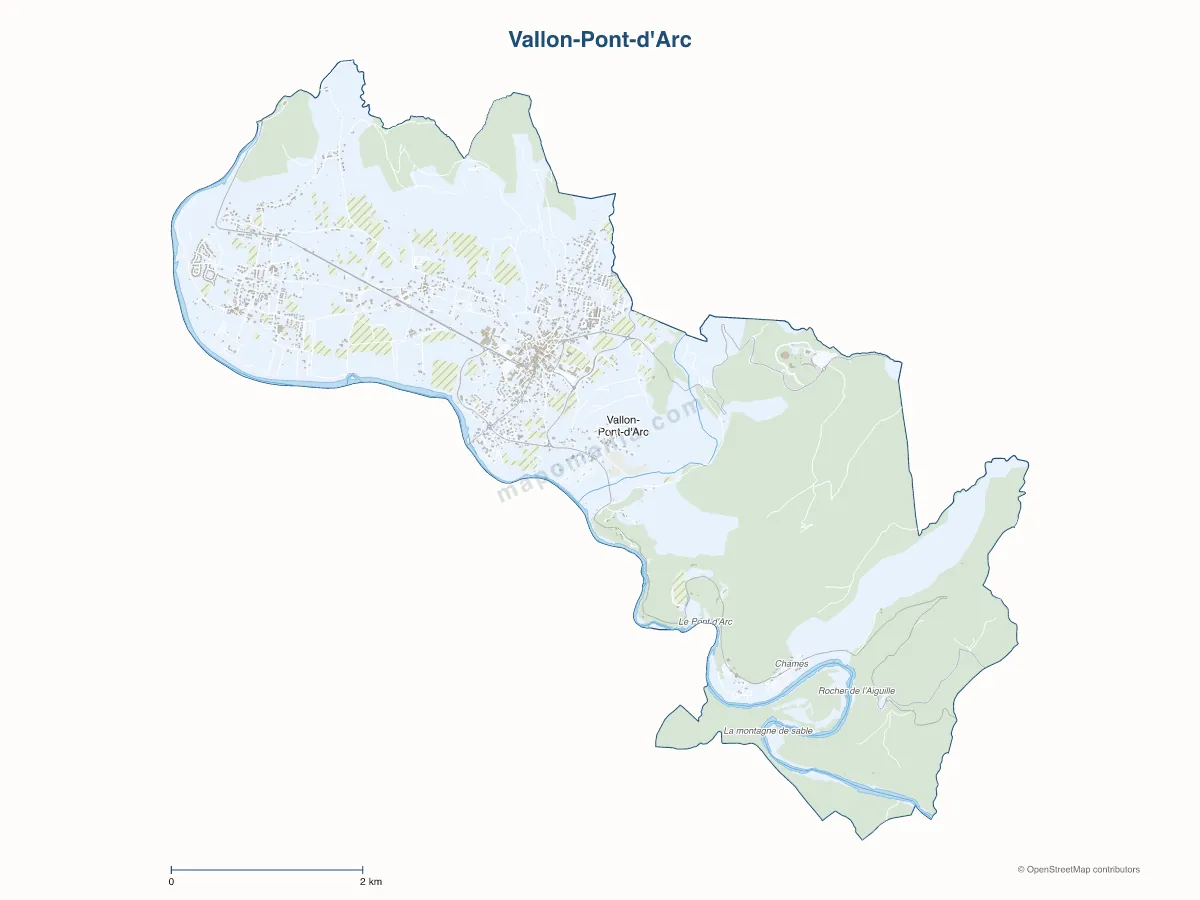 Carte de Vallon-Pont-d'Arc à personnaliser