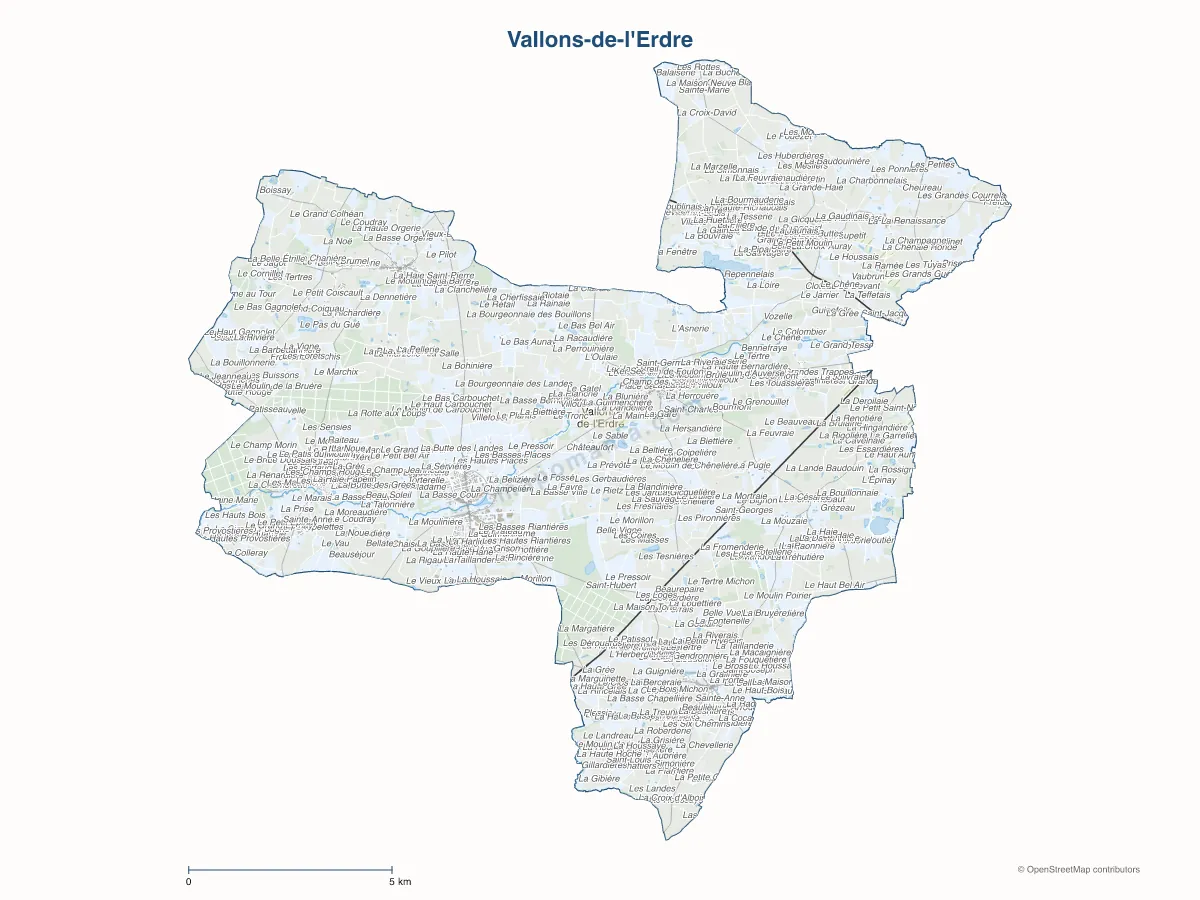 Carte de Vallons-de-l'Erdre à personnaliser