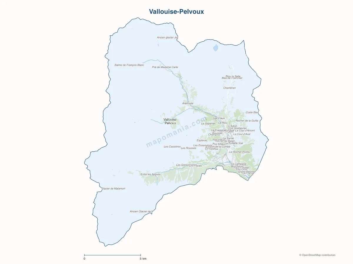 Carte de Vallouise-Pelvoux à personnaliser