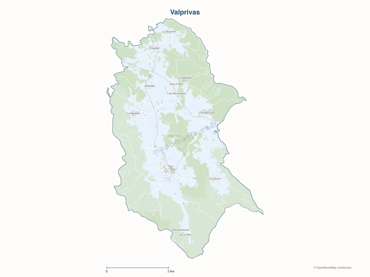 Carte de Valprivas à personnaliser