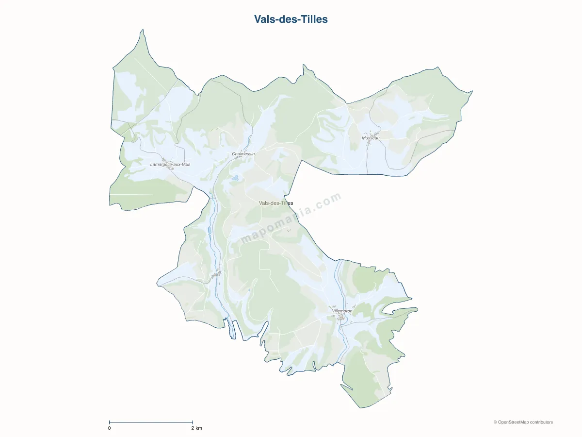 Carte de Vals-des-Tilles à personnaliser