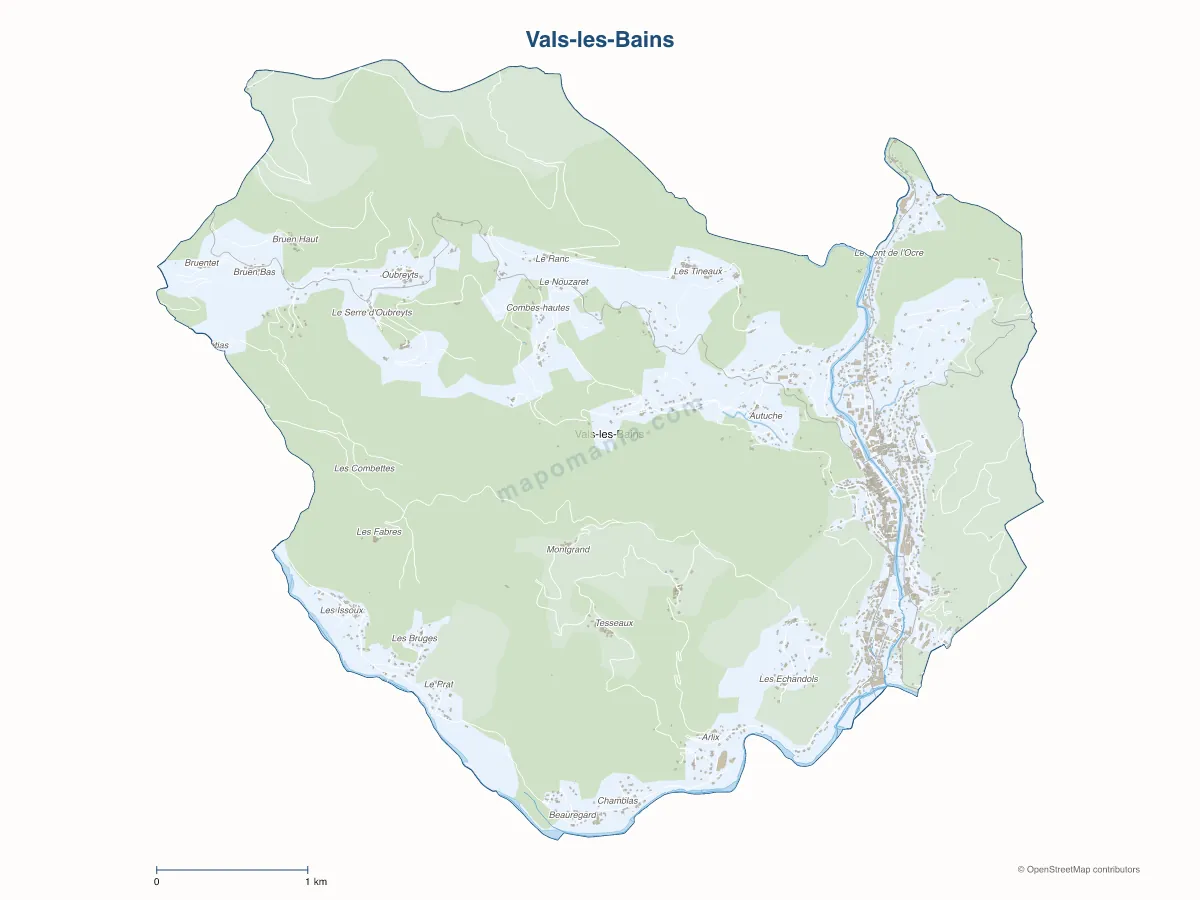 Carte de Vals-les-Bains à personnaliser