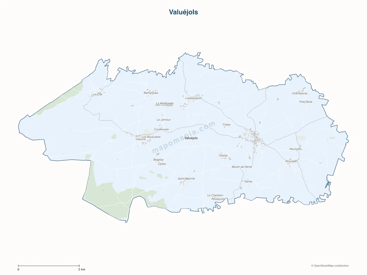 Carte de Valuéjols à personnaliser