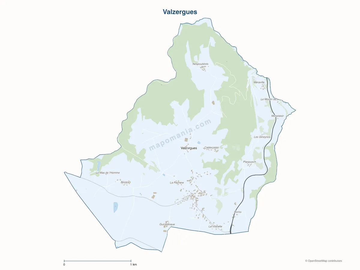 Carte de Valzergues à personnaliser