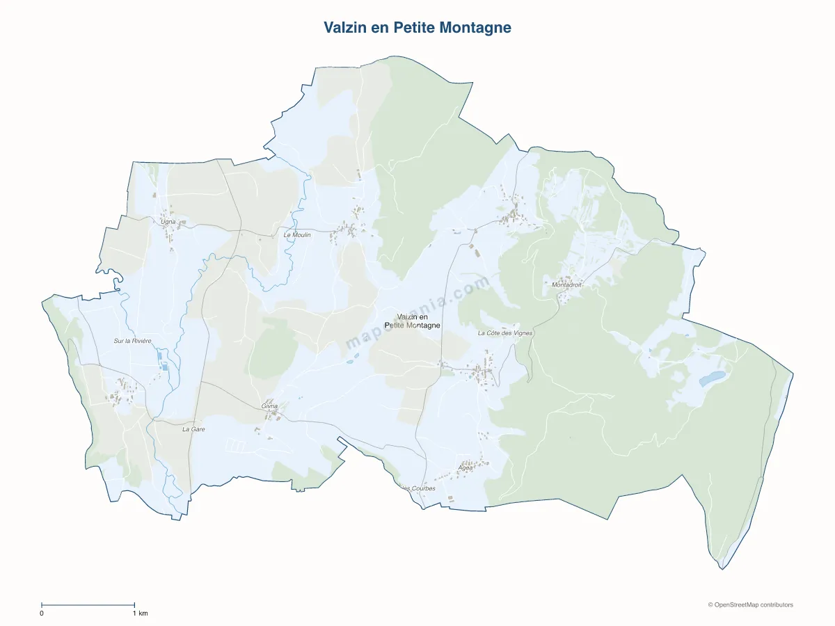 Carte de Valzin en Petite Montagne à personnaliser