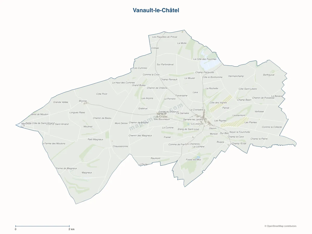 Carte de Vanault-le-Châtel à personnaliser