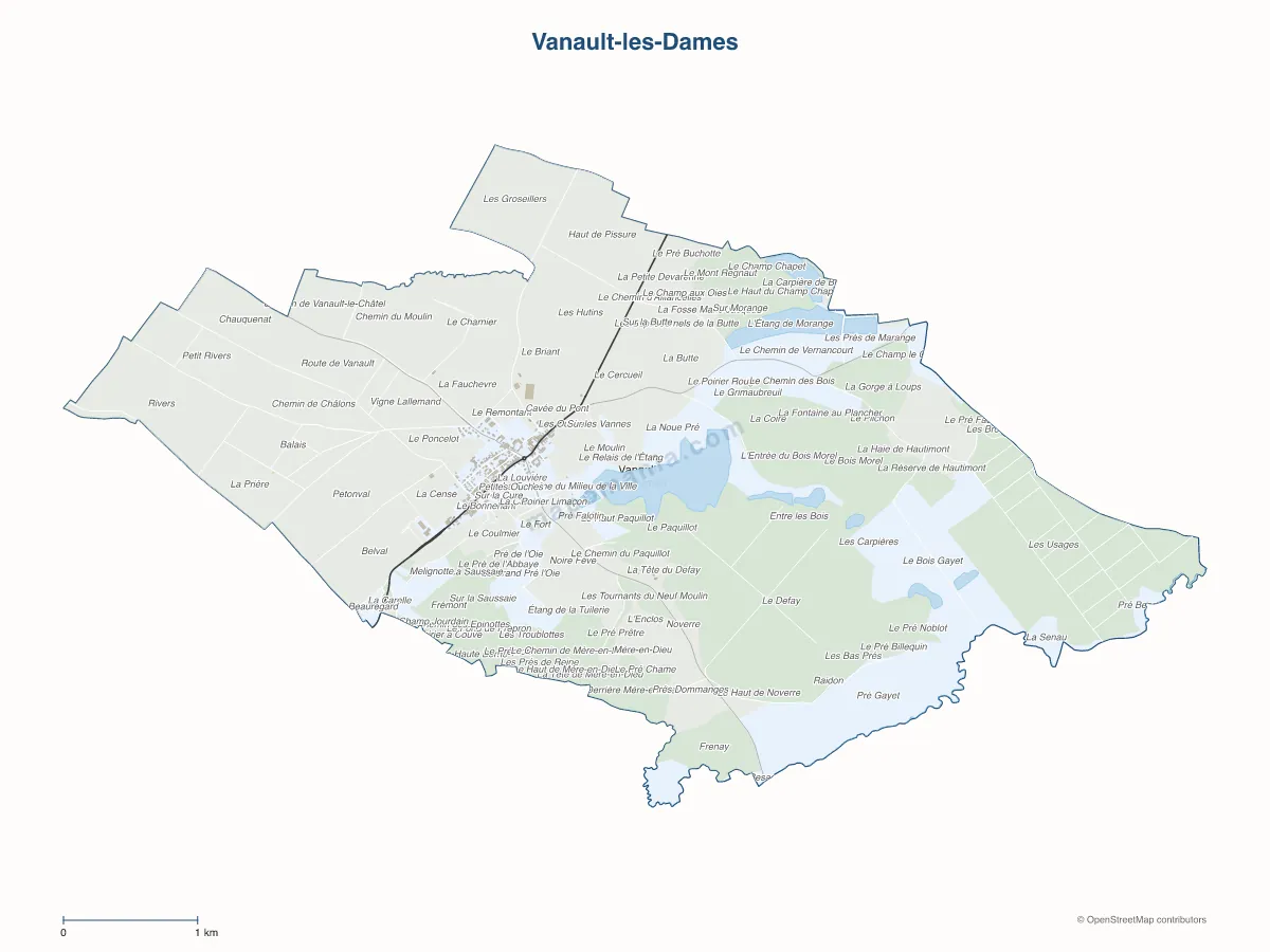 Carte de Vanault-les-Dames à personnaliser