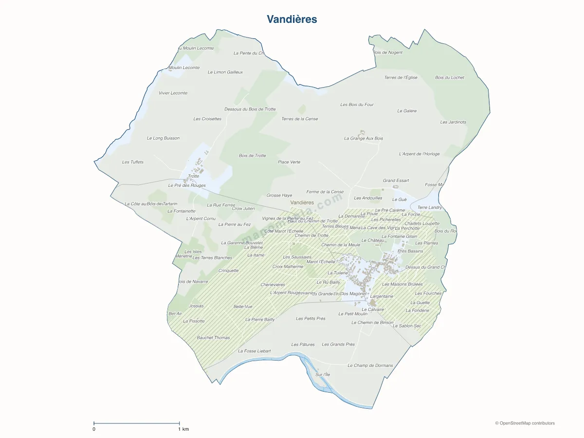 Carte de Vandières à personnaliser