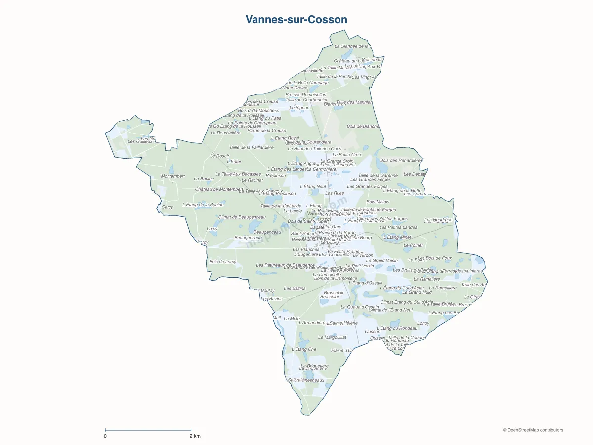 Carte de Vannes-sur-Cosson à personnaliser