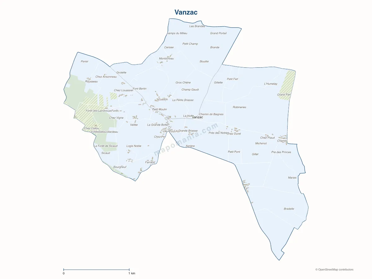 Carte de Vanzac à personnaliser