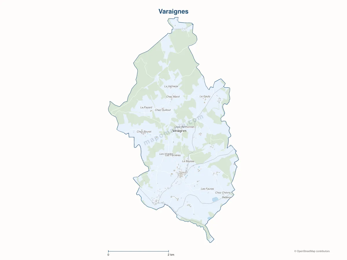 Carte de Varaignes à personnaliser