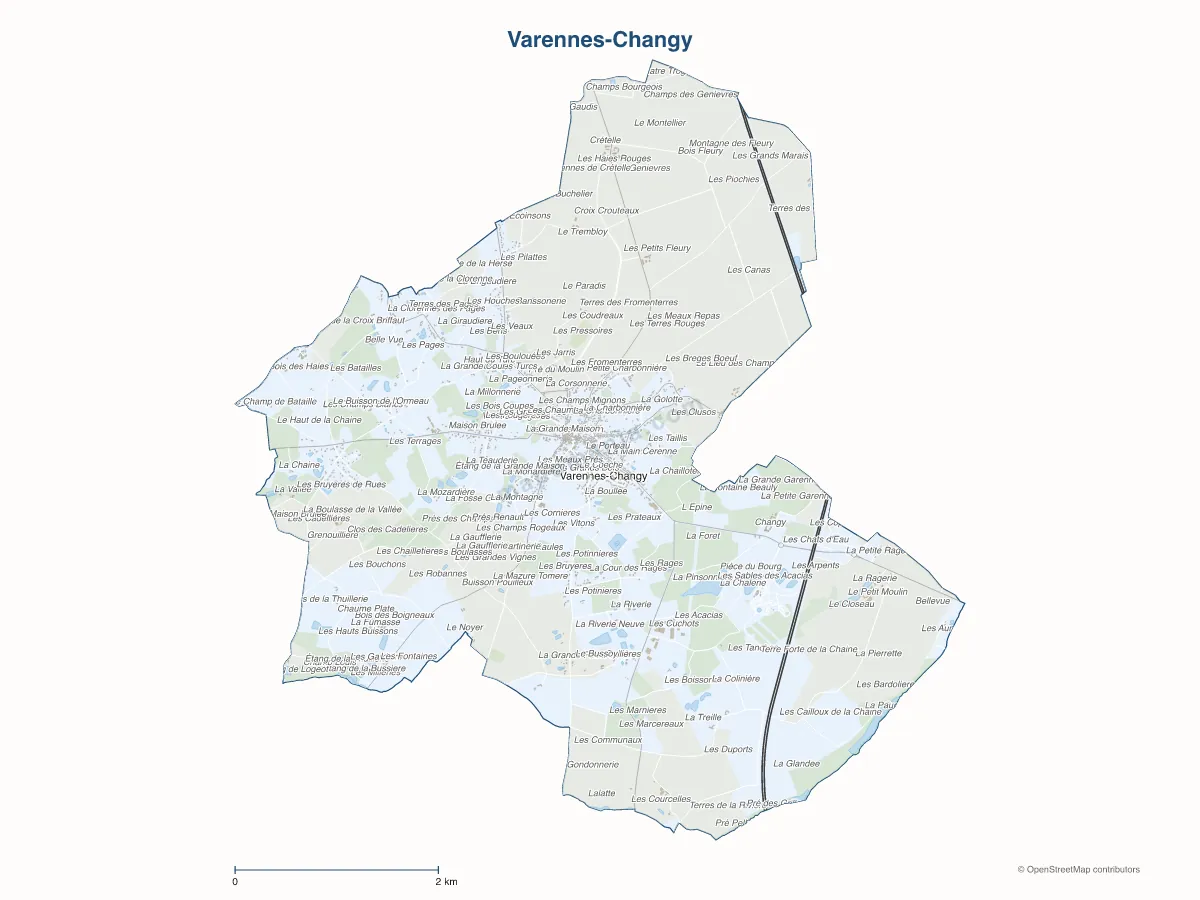Carte de Varennes-Changy à personnaliser