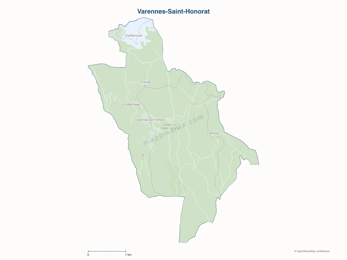 Carte de Varennes-Saint-Honorat à personnaliser