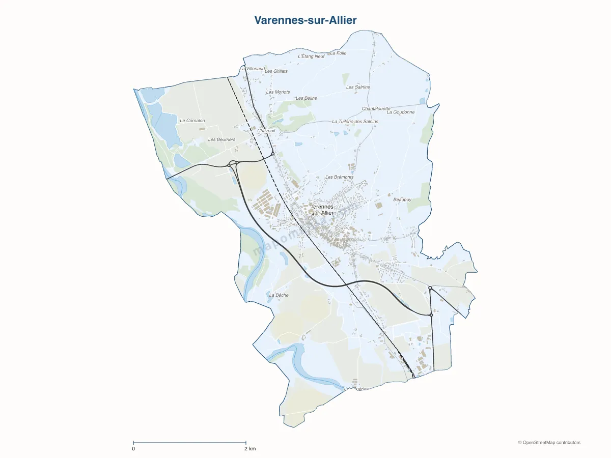 Carte de Varennes-sur-Allier à personnaliser