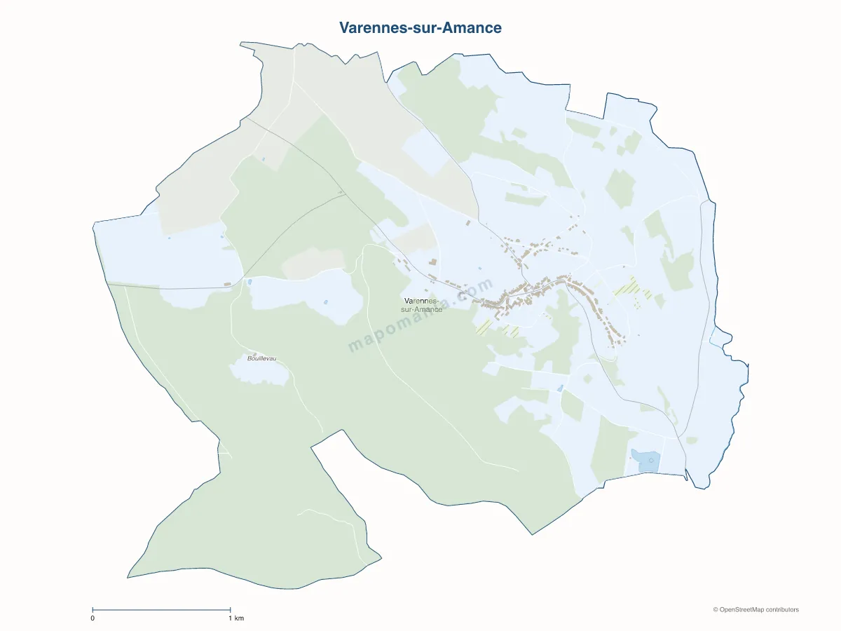 Carte de Varennes-sur-Amance à personnaliser