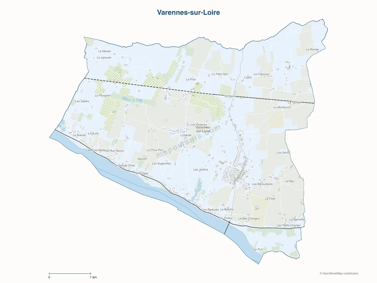 Carte de Varennes-sur-Loire à personnaliser