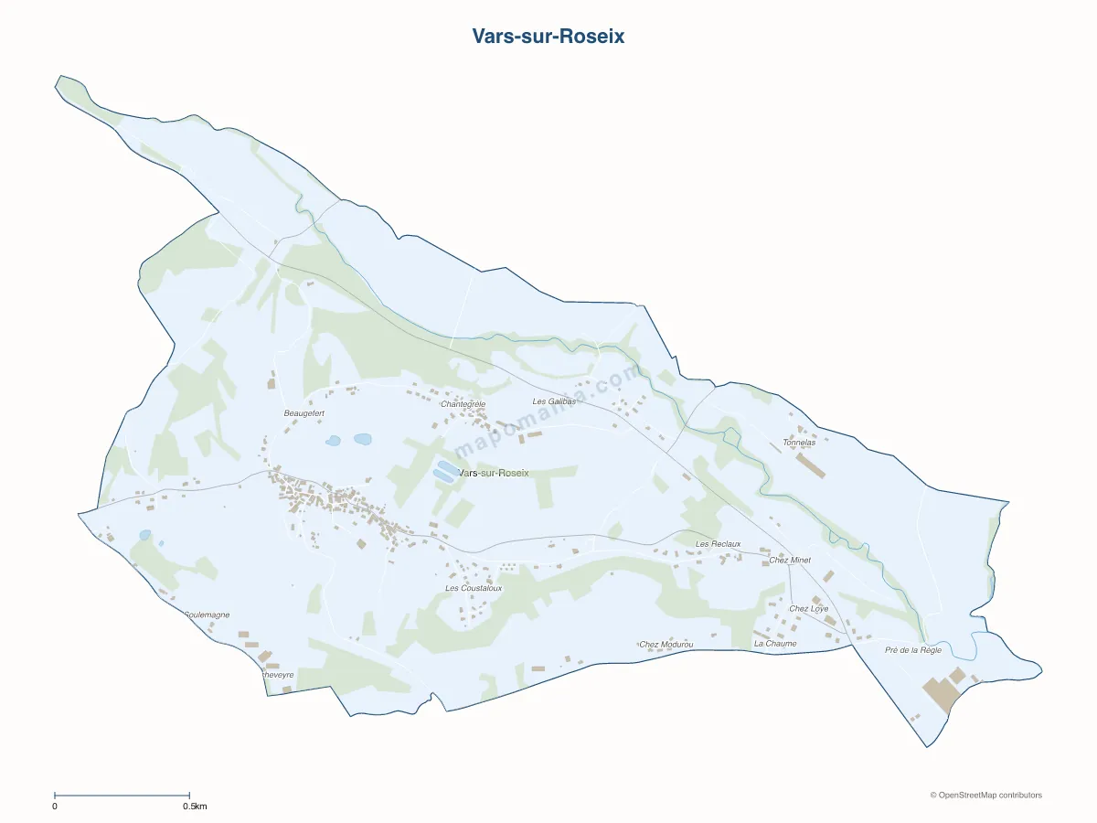 Carte de Vars-sur-Roseix à personnaliser